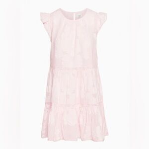 Aritzia Wilfred Sidonie Jacquard Tiered Babydoll Boho Mini Dress Light Pink